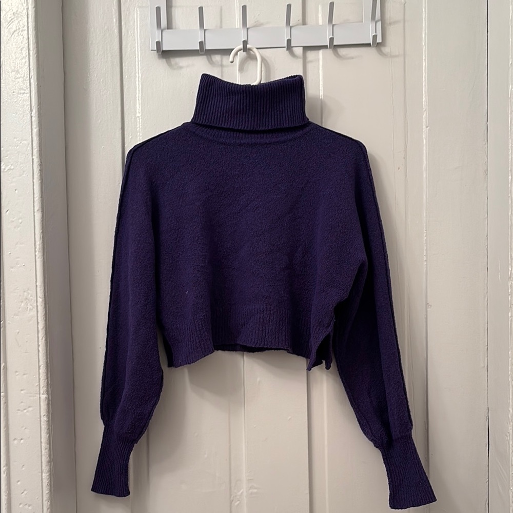 Urban Outfitters Women's Purple Cropped Turtleneck Sweater